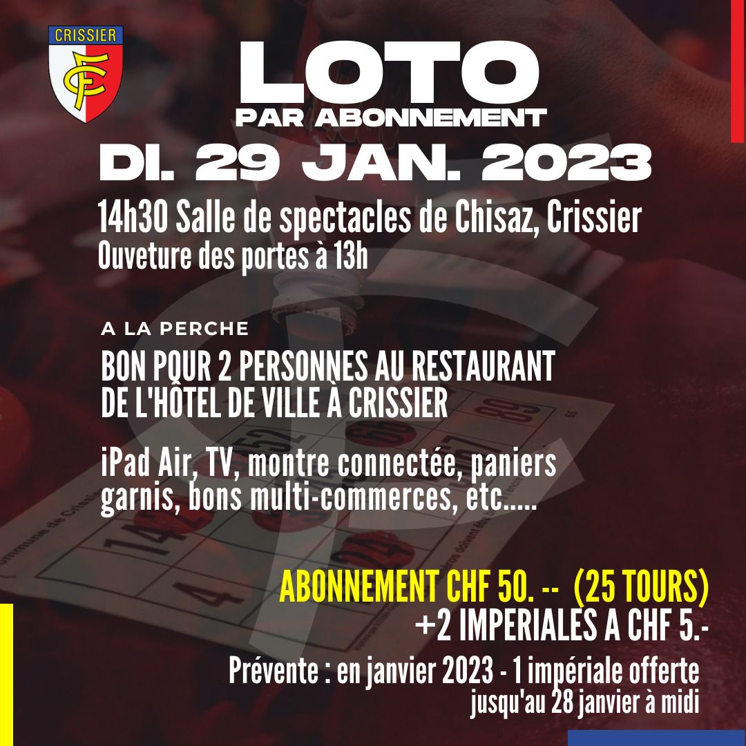 Loto FC Crissier 29 janvier 2023